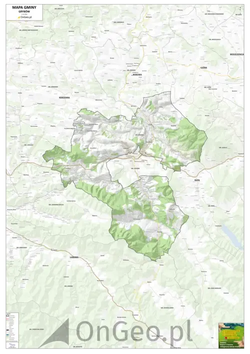 Mapa gminy Grybów